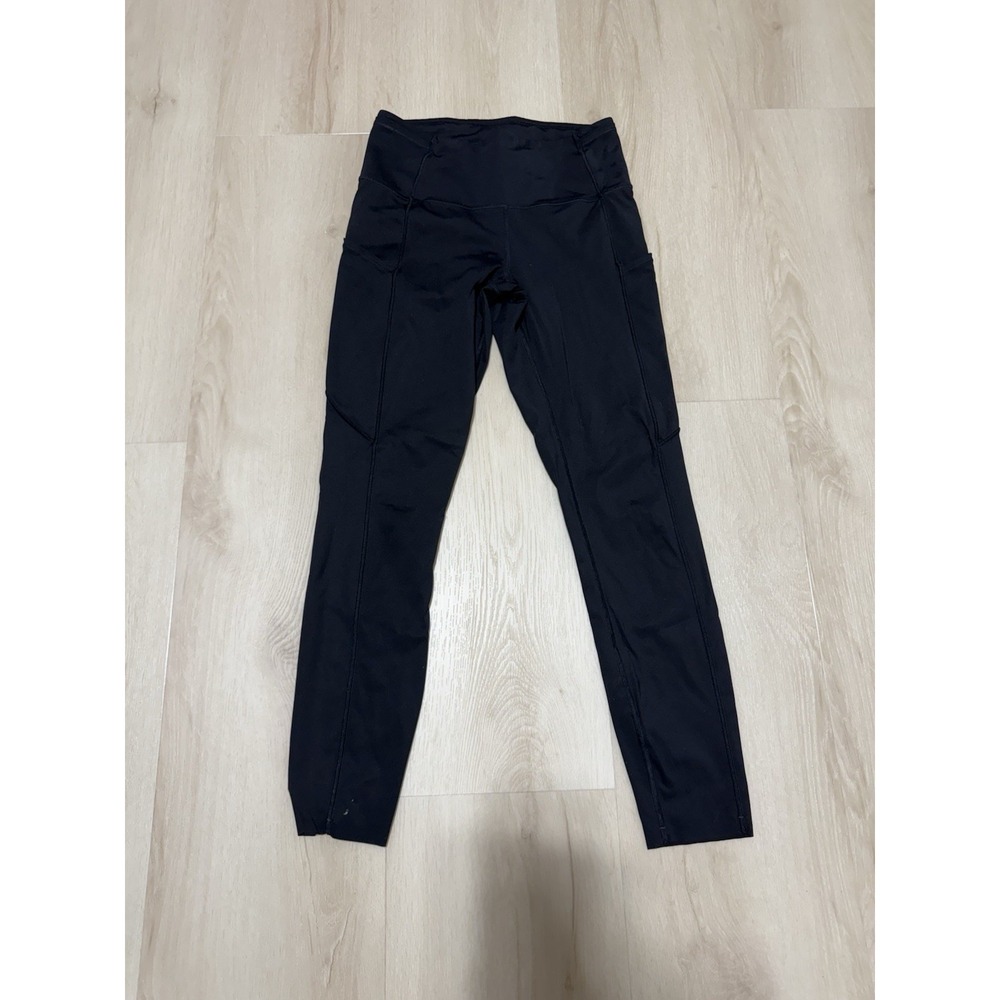 Lululemon Women's 6 Black High Rise Ankle Leggings Side Pockets Running Athletic